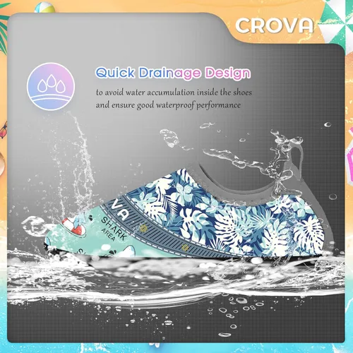Vista 5 de CROVA Zapatos de agua para niños pequeños, calcetines acuáticos de secado rápido, antideslizantes, zapatos deportivos para niños y niñas pequeños