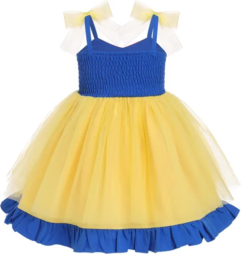 Vista 2 de IDOPIP Baby Girls Halloween Tutu Dress Shiny Spider Bat Princess Birthday Party Dresses Ruffle Tulle Bowknot Dress up Costume