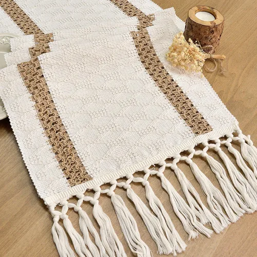 Vista 19 de FEXIA Camino de Mesa Negro con Borlas de 72 Pulgadas Macramé Boho Estilo Granja Camino de Mesa para Decoración de Dormitorio y Comedor