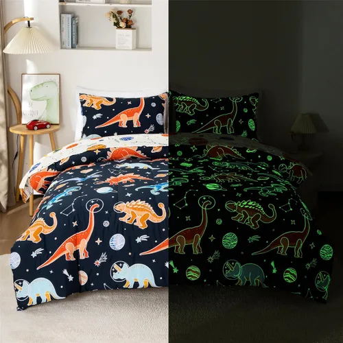 Vista 18 de Juego de edredón individual para niños y niñas, edredón de gato de 3 piezas con 2 fundas de almohada, juego de ropa de cama individual de gatito