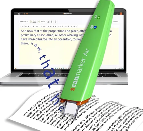 Vista 4 de Escáner portátil OCR Scanmarker Air, forma de bolígrafo, versión USB, (compatible con Mac. y Win.), Verde