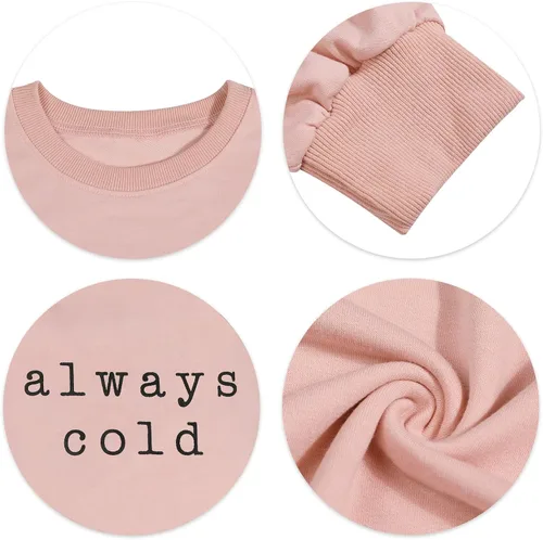 Vista 6 de JINTING Always Cold - Sudadera de gran tamaño para mujer, con cuello redondo, ligera, de manga larga