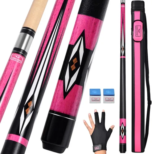Vista 10 de Palo de billar, Pro cue con estuche rígido, juego de tacos de billar de 58 pulgadas, 18-19 onzas, rosa/naranja/verde