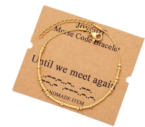 Vista 57 de JoycuFF Pulseras inspiradoras de código morse para mujeres, cuentas de plata, joyería con mantra de motivación, regalos para ella