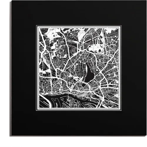Vista 26 de O3 Design Studio Mapa de corte de papel de París, color negro mate, 20 x 20 pulgadas, arte en papel
