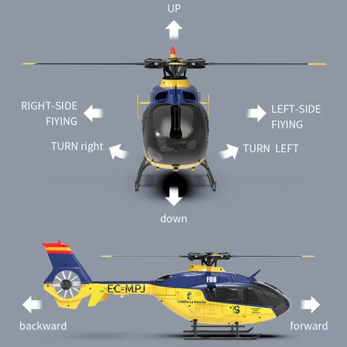 Vista 7 de Helicóptero sin escobillas RC, EC-135 1/36 2.4G 6CH Conducción directa 3D/6G modelo de helicóptero (versión RTF)