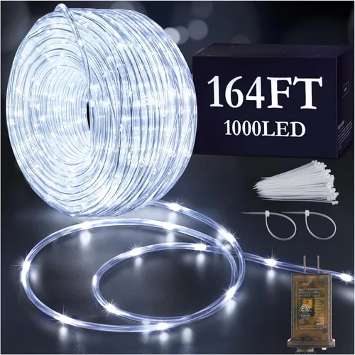 Vista 13 de KNONEW - Guirnalda de luces de 164 pies con 1000 luces LED para exteriores, luces de cuerda impermeables para exteriores con 8 modos, tubo