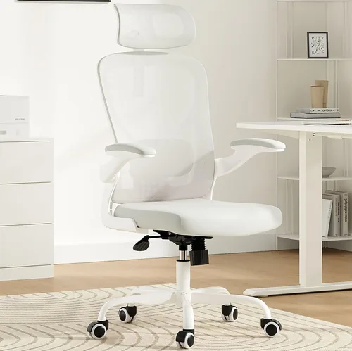 Vista 10 de Silla de oficina ergonómica negra y silla de escritorio de respaldo alto con soporte lumbar ajustable, cómodas sillas de juegos de computadora