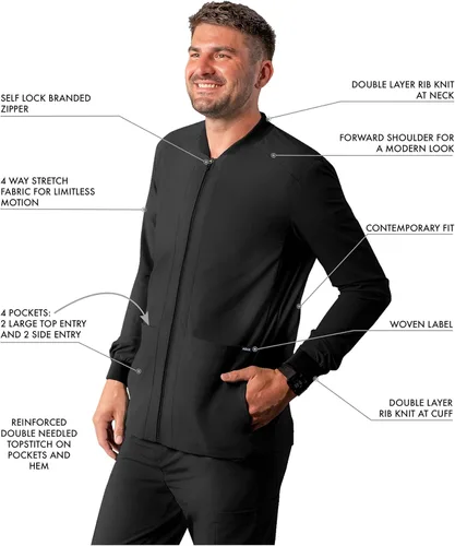Vista 3 de Adar Addition Scrubs para hombre - Chaqueta médica con cremallera