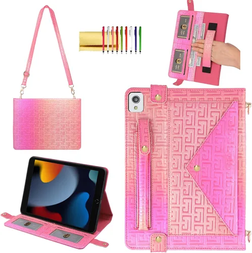Vista 11 de Funda tipo bolso para iPad mini de 5ª/4ª/3ª/2ª/1ª generación de 7.9 pulgadas, Techcircle funda ligera tipo folio con soporte bandolera con billetera