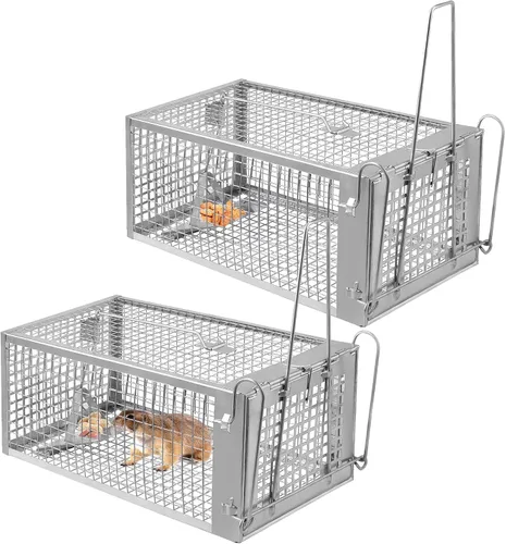 Vista 11 de Trampas humanas para ratas, captura y liberación en vivo para interiores y exteriores, jaula de roedores para ardillas, ratones, ratas pequeñas