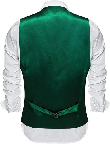 Vista 6 de Barry.Wang Chaleco formal para hombre, cuello en V, ajustado, casual, colores sólidos, chaleco para fiesta de boda