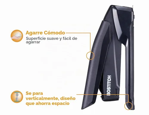 Vista 8 de Bostitch Office Executive - Engrapadora 3 en 1, incluye 210 grapas y removedor de grapas integrado, grapado con un dedo, sin esfuerzo, capacidad