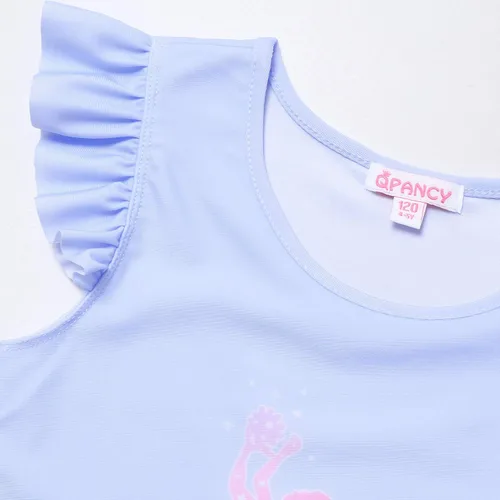 Vista 3 de QPANCY Traje de baño de 2 piezas para niñas Flutter Slveeve traje de baño