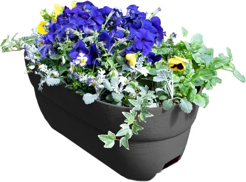 Vista 14 de Emsco Group Bloomers - Maceta de barandilla con agujeros de drenaje, maceta de resina resistente a la intemperie de 24 pulgadas, marrón, plástico