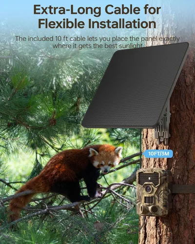 Vista 4 de Trail Camera Solar Panel, KJK 6W Solar Battery Charger 12V/1.5A with 10000mAh Built-in Battery, IP67 Waterproof for Cellular & Wireless Hunting