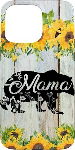 Vista 31 de Mama Bear Rustic Woodgrain Sunflowers Farmhouse Country Mom Case for iPhone 17