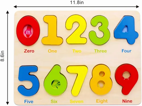 Vista 2 de You&Xi - Rompecabezas para niños de 3 a 4 años de edad, rompecabezas preescolares con números de madera