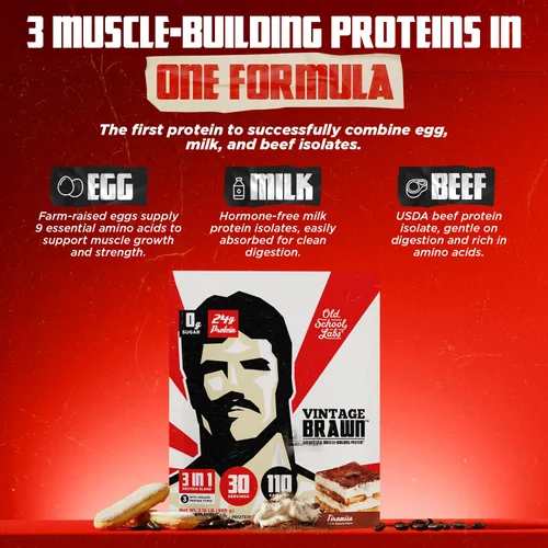 Vista 3 de Old School Labs Aislamiento de proteína en polvo procedente de huevo, leche y carne de res, hecho para hombres y mujeres para desarrollar músculos