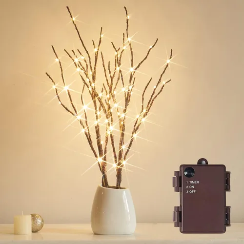 Vista 9 de Fudios Luces LED de copo de nieve iluminadas de color blanco cálido, funciona con pilas, con temporizador, 70 L, guirnalda de luces de 14 pulgadas