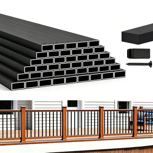 Vista 12 de HZIU Paquete de 50 balaustres de cubierta de 26" x 1", balaustre de escalera, diámetro de husillo de cubierta de metal negro y barandilla