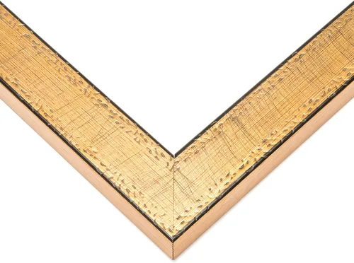 Vista 2 de Marco de madera maciza rústica dorada de 7 x 7 pulgadas, moldeado de 1.25 pulgadas de ancho, colección Rustique Gold, plexiglás acrílico UV