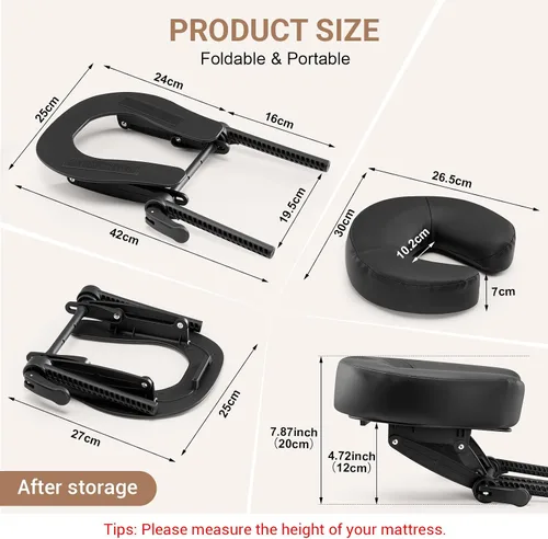 Vista 2 de Mesa de masaje ajustable universal para la cara y reposacabezas Negro