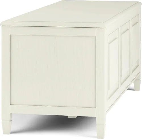 Vista 7 de SIMPLIHOME Connaught - Banco de baúl de madera maciza de 51 pulgadas de Blanco antiguo