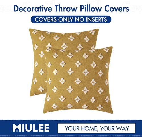 Vista 6 de MIULEE - Juego de 2 fundas de almohada decorativas para funda de cojín de jacquard de rombos, funda de cuadros suaves para sofá, cama, dormitorio