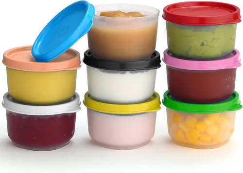 Vista 35 de Recipientes para condimentos con tapas, paquete de 8 unidades, 1.3 onzas. Recipiente para aderezo para ensalada para llevar, pequeños recipientes
