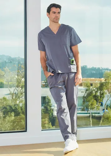 Vista 6 de Conjunto de uniforme sanitario Dagacci unisex, con cuello en V, súper elástico, conjunto de uniforme