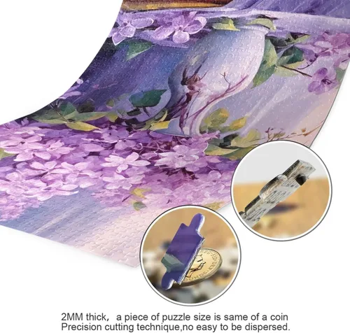Vista 3 de Purple Flower Jigsaw Puzzles 500 Pieces for Adults with Mesh Storage Bag 2011817