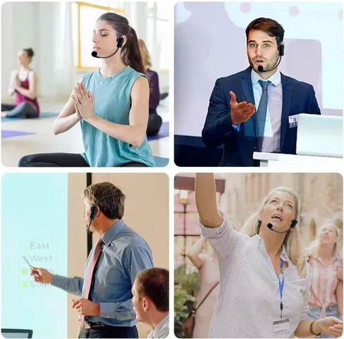 Vista 2 de Micrófono de cabeza inalámbrico, juegos de cabeza con micrófonos, micrófono de auriculares Bluetooth, ideal para altavoces, sistema PA, amplificador