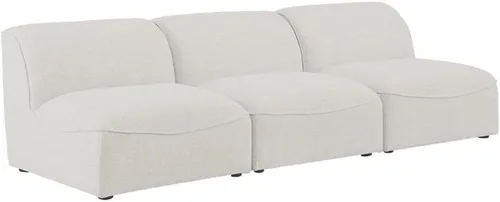 Vista 4 de Meridian Furniture 683Cream-S99 Colección Miramar Modern Sofá modular tapizado con textura de lino contemporáneo, crema, 99 pulgadas de ancho x 38