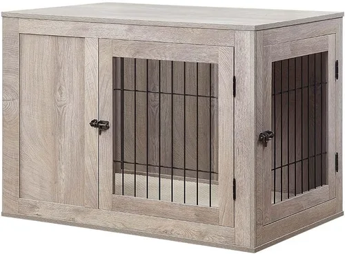 Vista 12 de unipaws Jaula de perro estilo muebles de 25.5 pulgadas para perros pequeños Nogal