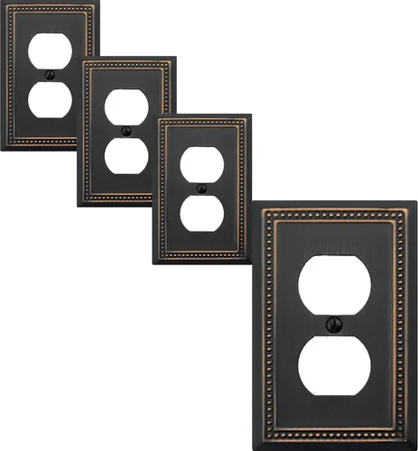 Vista 61 de OKAWYC Belaire - Cubierta para interruptor de luz de decoración individual, placa de pared de metal con cuentas, paquete de 4 unidades de bronce