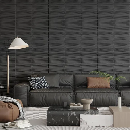 Vista 6 de Art3d - 24 paquetes de paneles de pared 3D para decoración interior del hogar, paneles de acento de pared texturizados ondulados de PVC para sala