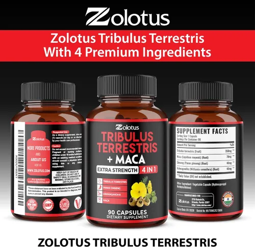 Vista 9 de Zolotus 2 paquetes de Tribulus Terrestris con raíz de maca Ashwagndha, Panax Ginseng - 6 meses de suministro