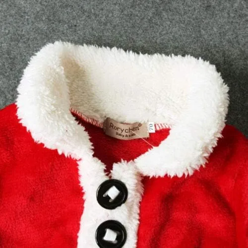 Vista 3 de Ropa de Papá Noel para bebé y niña, abrigo de invierno, pantalones, sombrero, 4 piezas de ropa de Navidad