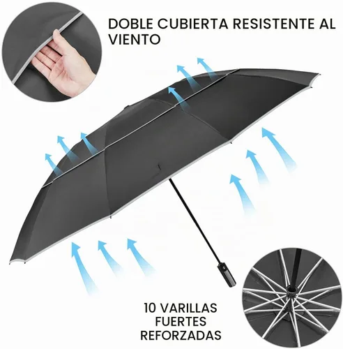 Vista 3 de G4Free 54/62 Inch Large Inverted Golf Umbrella Windproof Reflective Stripe Reverse Folding Umbrella, for Rain, Double Canopy, Automatic Open
