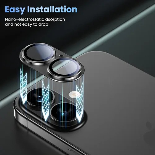 Vista 7 de Uyiton Compatible con iPhone 17 Protector de Lente de Cámara - [No es Fácil de Romper][Fuerte Adsorción][Compatible con Fundas] Protector de Cámara