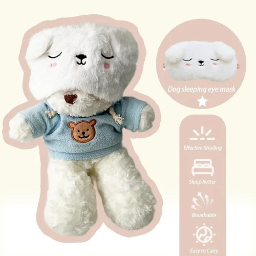 Vista 2 de Paquete de 2 antifaz para dormir de animales de dibujos animados, cubrebocas de felpa suave con los ojos vendados para mujeres y niñas, para viajar