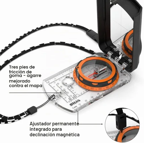 Vista 5 de Silva Expedition S Compass Marcas luminosas nocturnas Perfecto para navegación, senderismo, senderismo y caza