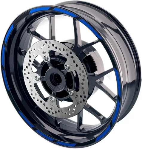 Vista 16 de MC MOTOPARTS Pegatinas para llantas exteriores de 17 pulgadas S01B compatibles con YZF R125 MT125 MT07 MT10 MT25 FZ25 MT03 (azul)