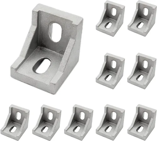 Vista 12 de Paquete de 10 soportes de esquina de perfil de aluminio, cierre de junta de ángulo recto en forma de L, conector para perfil de extrusión