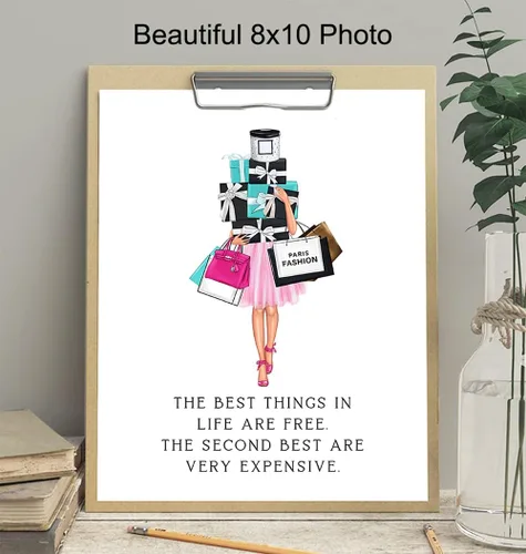 Vista 4 de Glam - Póster decorativo de pared con cita de lujo, diseño de moda de alta costura, regalo de 8 x 10 pulgadas para mujeres, baño, habitación
