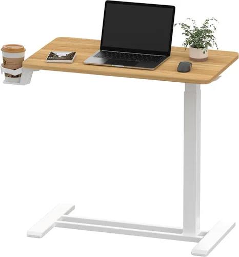 Vista 18 de SANODESK Escritorio móvil de pie con ruedas ocultas, escritorio neumático para laptop, carrito de computadora con ruedas móviles, altura ajustable