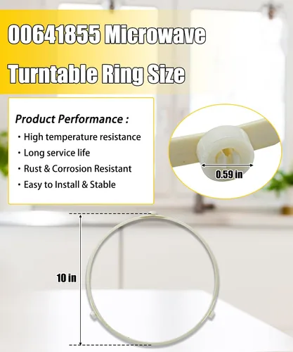 Vista 4 de 00641855 Soporte de bandeja giratoria para microondas con anillo de rueda de rodillo, kit de repuesto compatible con microondas