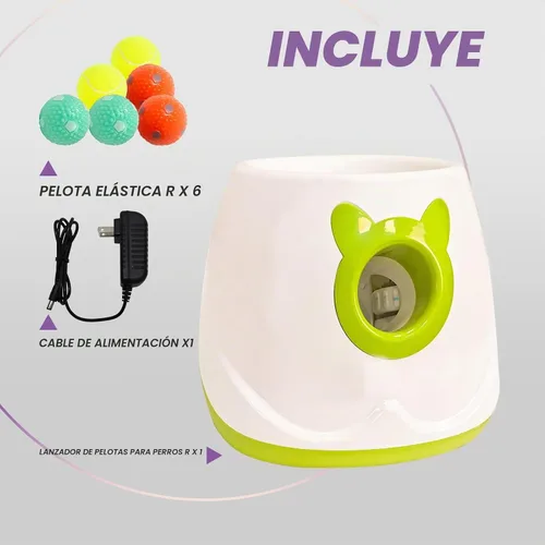 Vista 2 de PTLSY Lanzador automático de bolas para perros, máquina interactiva para perros pequeños y medianos, 3 bolas (incluye 2 pulgadas) y lanzador blanco