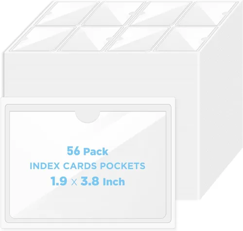 Vista 8 de 40 Pack Clear Self-Adhesive Pockets, 4" x 6" Index Card Pockets With Top Open Loading, PVC Label Holders for Organizing storage bins, Library Card